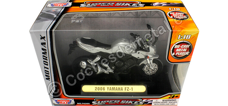 2006 Yamaha FZ-1 Plateado/Negro 1:18 Motor Max 444