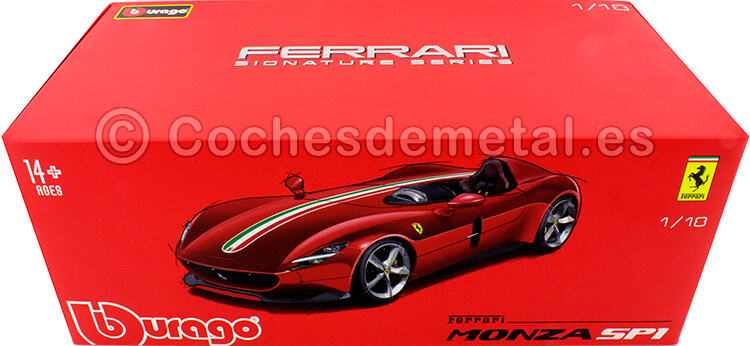 2019 Ferrari Monza SP1 Barchetta Monoposto Rojo 1:18 Bburago Signature Series 16909