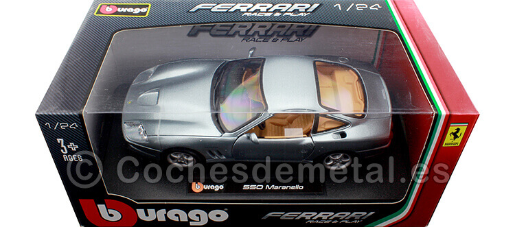 1998 Ferrari 550 Maranello Gris Metalizado 1:24 Bburago 18-26004