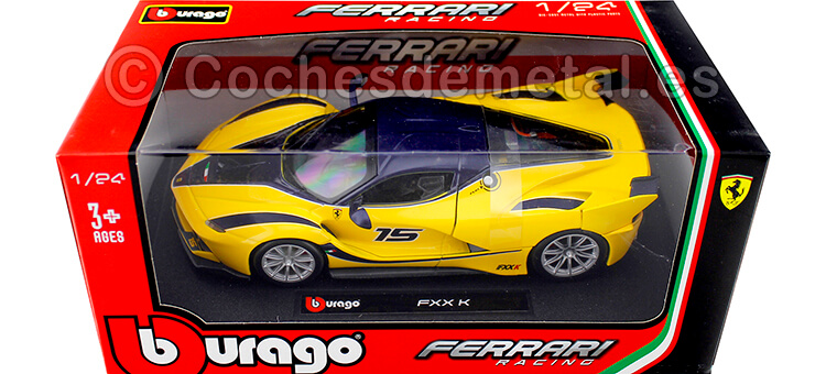 2015 Ferrari FXX-K Amarillo/Negro 1:24 Bburago 18-26301