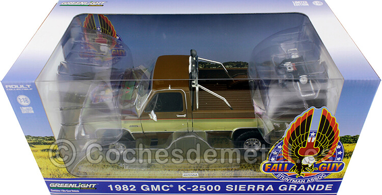 1982 GMC K-2500 Sierra Grande Wideside Fall Guy Marrón/Oro 1:18 Greenlight 13560