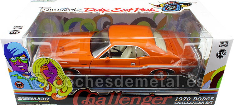 1970 Dodge Challenger R/T Naranja Mango 1:18 Greenlight 13630