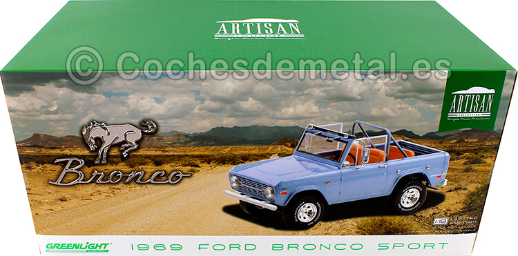 1969 Ford Bronco Sport Brittany Blue 1:18 Greenlight 19099