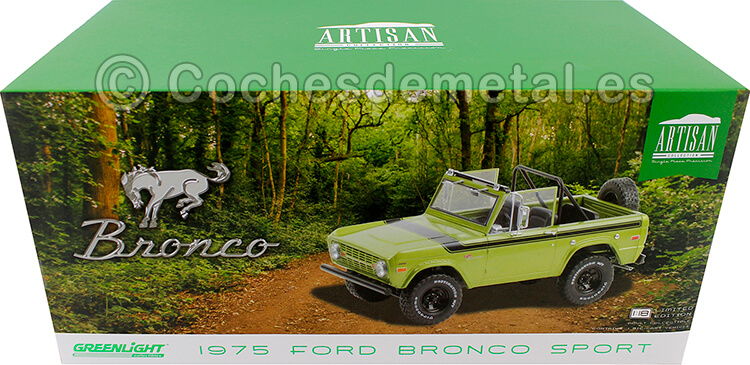 1975 Ford Bronco Sport Medium Green Glow 1:18 Greenlight 19100