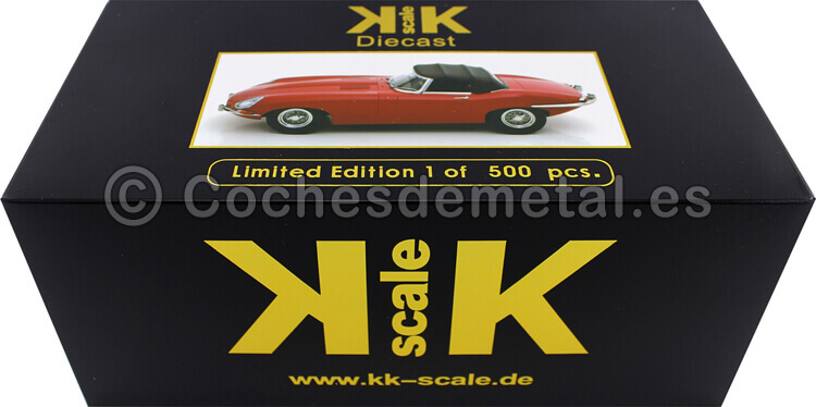 1961 Jaguar E-Type Cabriolet Closed Top Series 1 LHD Rojo 1:18 KK-Scale 180484