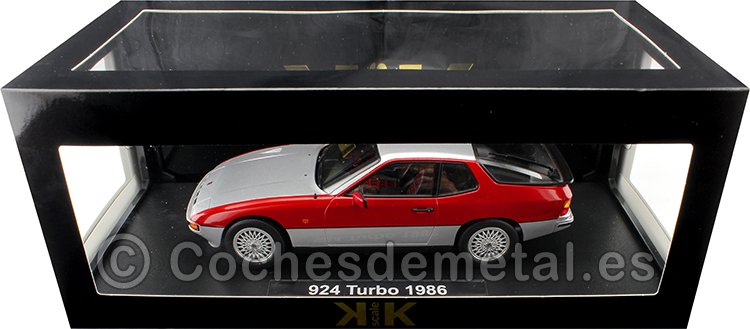1986 Porsche 924 Turbo Plateado/Rojo 1:18 KK-Scale 180902