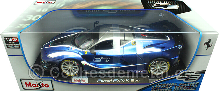 2018 Ferrari FXX-K Evoluzione Hybrid 6.3 V12 Azul/Blanco 1:18 Bburago 16012