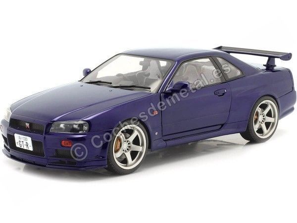 Cochesdemetal.es 1999 Nissan Skyline GT-R (R34) Púrpura Medianoche 1:18 Solido S1804303