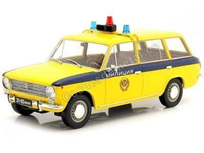 1970 Lada 2102 (Seat 124 Familiar) "Policía URSS" Amarillo/Azul 1:18 Triple-9 1800233 Cochesdemetal.es