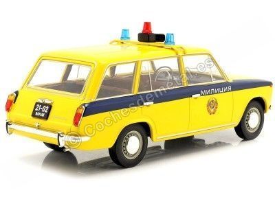 Cochesdemetal.es 1970 Lada 2102 (Seat 124 Familiar) "Policía URSS" Amarillo/Azul 1:18 Triple-9 1800233 2