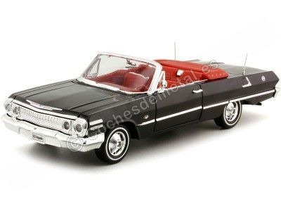 1963 Chevrolet Impala Convertible Negro 1:24 Welly 22434 Cochesdemetal.es