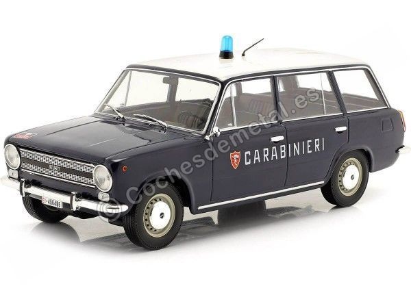 Cochesdememetal.es 1972 FIAT 124 Famille (siège 124 Familier) "Carabinieri" Azul / Blanco 1:18 Triple-9 1800222