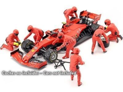 Set 7 Mecánicos de Boxes Fórmula 1 Equipo Ferrari 1:18 American Diorama 76553 Cochesdemetal.es