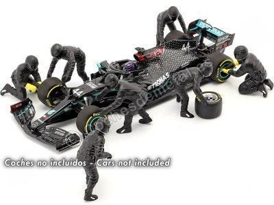 Set 7 Mecánicos de Boxes Fórmula 1 Equipo Mercedes 1:18 American Diorama 76554 Cochesdemetal.es