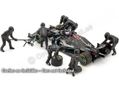 Set 7 Mecánicos de Boxes Fórmula 1 Equipo Mercedes 1:18 American Diorama 76554 Cochesdemetal.es 2