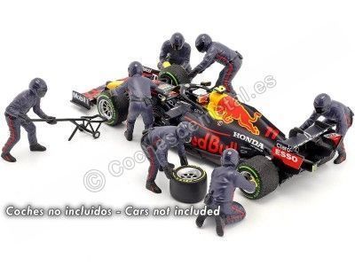Set 7 Mecánicos de Boxes Fórmula 1 Equipo Red Bull 1:18 American Diorama 76555 Cochesdemetal.es 2