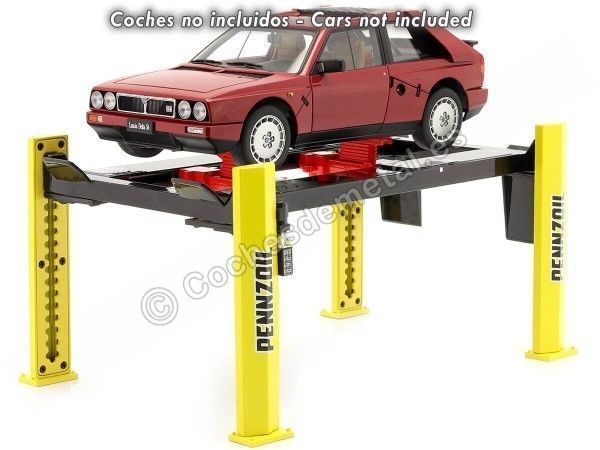 CARSDEMETAL.ES Escenseur réglable de quatre colonnes "Pennzoil à quatre montants" jaune / noir 1:18 Greenlight 13619