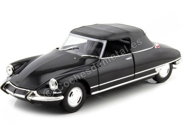 Cochesdemetal.es 1956 Citroen DS 19 Cabriolet Cerrado Negro 1:24 Welly 22506