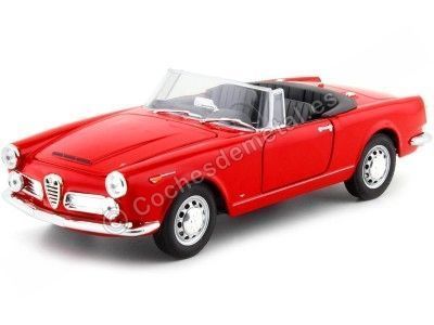 1960 Alfa Romeo Spider 2600 Sin Techo Rojo 1:24 Welly 24003 Cochesdemetal.es