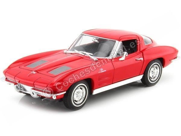 Cochesdemetal.es 1963 Chevrolet Corvette Sting Ray Coupé (C2) Rojo 1:24 Welly 24073