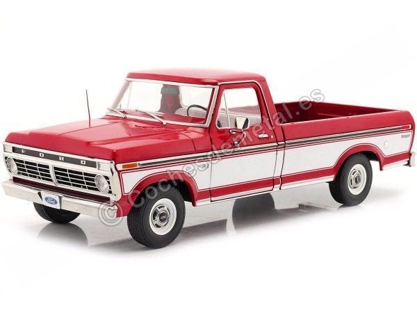 CARSDEMETAL.ES 1975 FORD F-100 PICHUP AVEC COUVERTURE DE DELUXE ROUGE / BLANC 1:18 Greenlight 13620