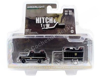 CARSDEMETAL.ES 1990 Chevrolet K5 Blazer Utica Police New York + Charge Towing "Hitch & Tow Series 22" 1:64 Greenlight ... 2