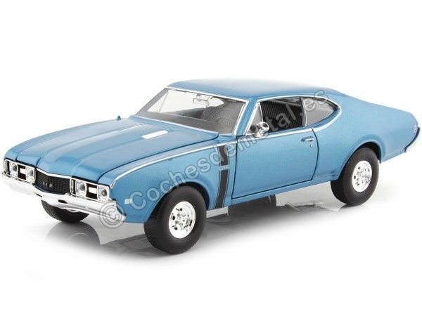 Cochesdemetal.es 1968 Oldsmobile 442 Coupé Azul Metalizado 1:24 Welly 24024