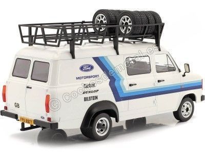 Cochesdemetal.es 1985 Ford Transit MKII VAN Equipo Ford Rally Assistance con Accesorios 1:18 Ixo Models RMC073XE 2