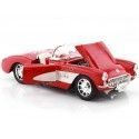 Cochesdemetal.es 1957 Chevrolet Corvette Convertible Rojo/Blanco 1:24 Welly 29393