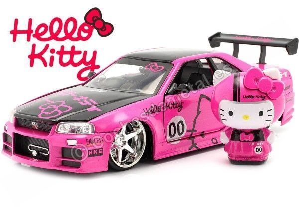 Cochesdemetal.es 2002 Nissan Skyline GTR (BNR34) "Hello Kitty" 1:24 Jada Toys 253245003