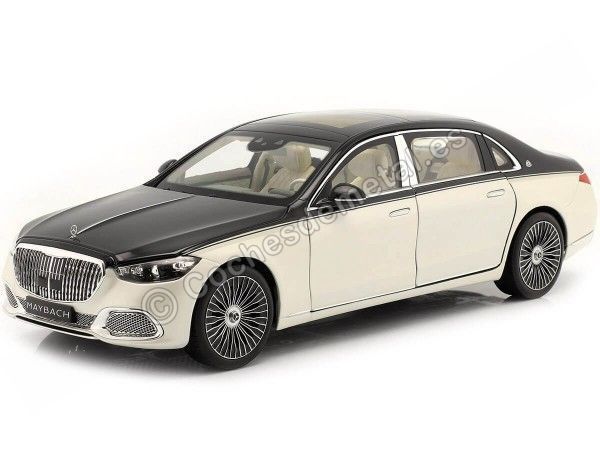 Cochesdemetal.es 2021 Mercedes-Benz Maybach S680 4MATIC (Z223) Blanco Diamante / Negro Obsidiana 1:18 Édition du