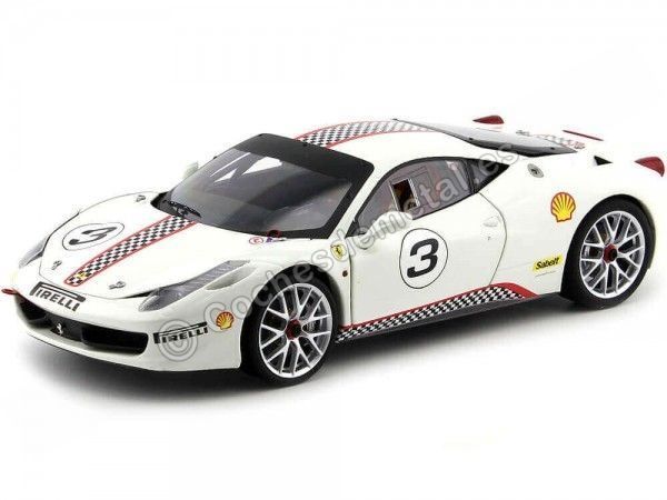 2010 Ferrari 458 Italia Challenge Blanco 1:18 Hot Wheels Elite X5487 Cochesdemetal 1 - Coches de Metal 