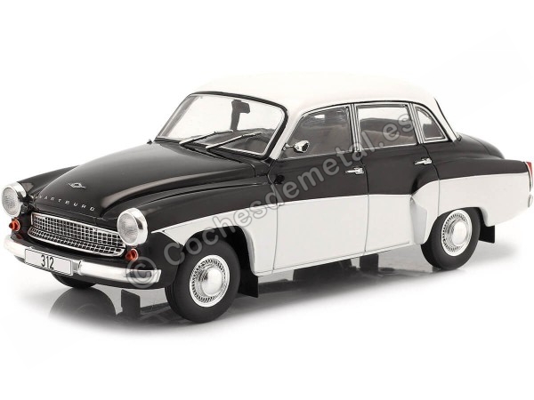 Cochesdemetal.es 1965 Wartburg 312 Negro/Blanco 1:24 WhiteBox 124096