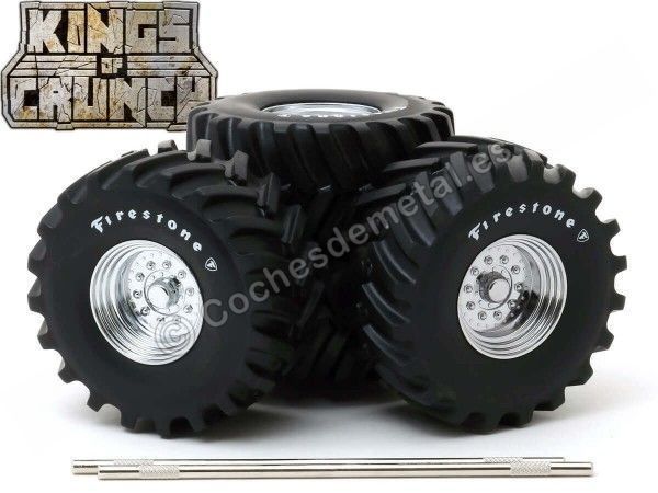 Cochesdemetal.es Set 4 Ruedas 48 "Para Monster Truck" Firestone Kings of Crunch "1:18 Greenlight 13546