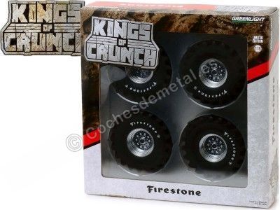 Cochesdemetal.es Set 4 Ruedas 48 "Para Monster Truck" Firestone Kings of Crunch "1:18 Greenlight 13546 2