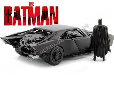 Cochesdemetal.es 2022 Batmobile Con Figura de Batman "The Batman" Negro 1:24 Jada Toys 32731/253215010 2