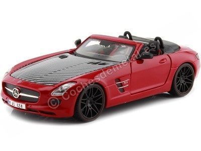 Cochesdemetal.es 2012 Mercedes-Benz SLS Roadster 6.3 AMG (C197) Rojo / carbone personnalisé 1:24 MAISTO DESIGN 31370