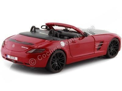 2012 Mercedes-Benz SLS Roadster 6.3 AMG (C197) Custom Rojo/Carbono 1:24 Maisto Design 31370 Cochesdemetal.es 2