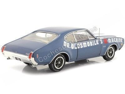 Cochesdemetal.es 1969 Oldsmobile Cutlass 442 W-30 Azul Trofeo 1:18 Auto World AMM1235 2