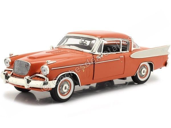Cochesdemetal.es 1957 Studebaker Golden Hawk Coral/Blanco 1:18 Auto World AW270