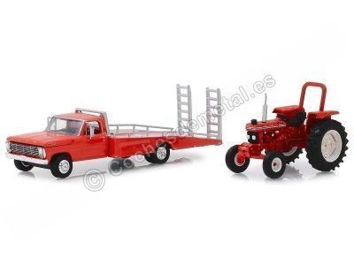 Cochesdememetal.es 1969 Camión Rampa Ford F-350 + 1985 Tracteur Ford 5610 "H.D. Truck Series 16" 1:64 Greenlight 33160a