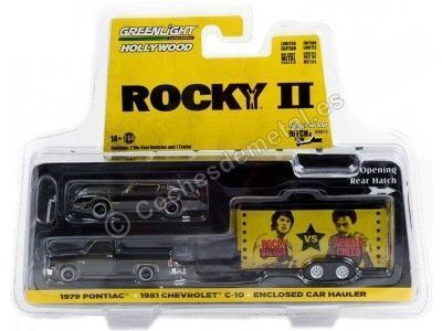 1979 Pontiac Trans AM + 1981 Chevrolet C-10 + Remolque Rocky II "Hollywood Hitch&Tow Series 9" 1:64 Greenlight 31120A Cochesd... 2