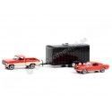 Cochesdemetal.es 1965 Ford Mustang + 1967 Ford F-100 + Remolque Canal Historia "Hollywood Hitch & Tow Series 9" 1:64 Greenlight