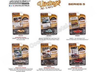 Cochesdemetal.es Lote de 6 Modelos "Vintage Ad Cars Series 5" 1:64 Greenlight 39080 2