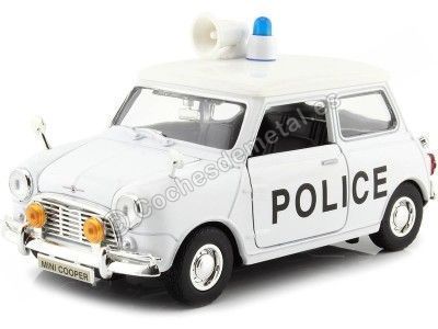 1961 Old Mini Cooper Policia Reino Unido Blanco 1:24 Motor Max 79742 Cochesdemetal.es