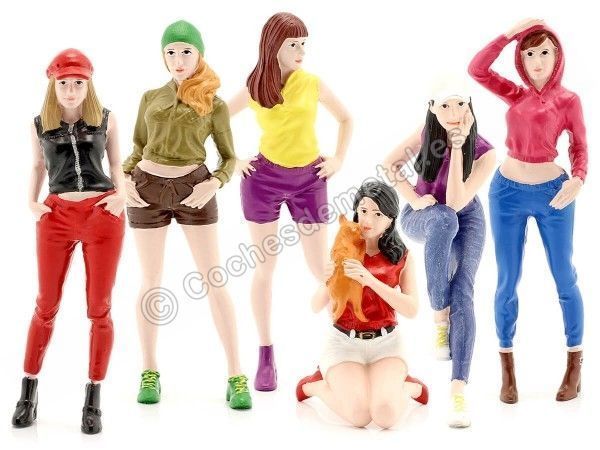 Cochesdemetal.es Figuras de Resina "Noche de Chicas, Set 6 Figuras" 1:18 American Diorama 76301 76302 76303 76304 76305 76306