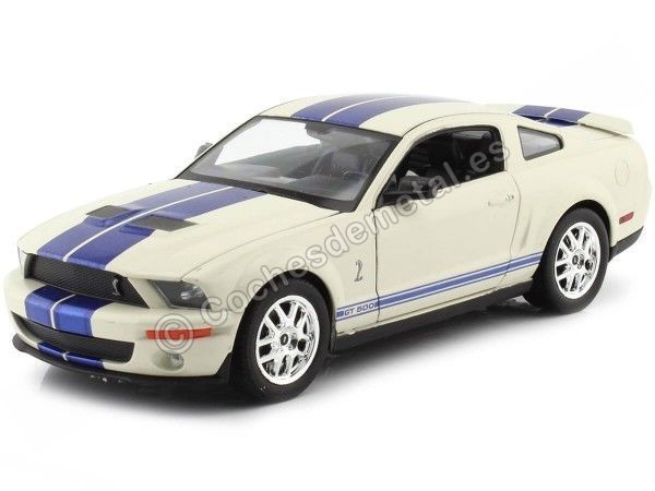 Cochesdemetal.es 2007 Ford Shelby Cobra GT500 Blanco Hueso 1:24 Welly 22473