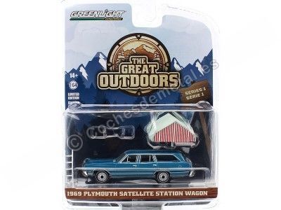 1969 Plymouth Satellite Station Wagon + Tienda "The Great Outdoors Series 1" 1:64 Greenlight 38010B Cochesdemetal.es 2