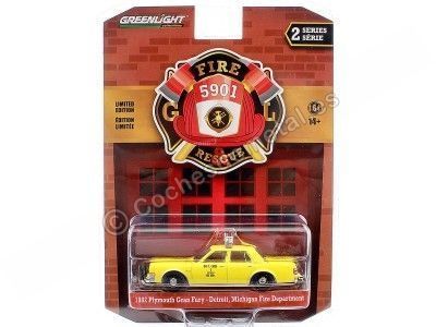 Cochesdemetal.es 1982 Plymouth Gran Fury Bomberos de Detroit "Fire & Rescue Series 2" 1:64 Greenlight 67020C 2