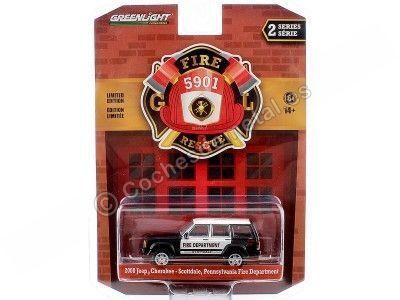 Cochesdemetal.es 2000 Jeep Cherokee/Scottdale Bomberos Pennsylvania "Fire & Rescue Series 2" 1:64 Greenlight 67020D 2